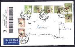 Hong Kong 2012 3 Types Of Coil Birds Register Cover To France - Brieven En Documenten