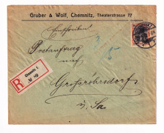 Registered 1912 Deutschland Allemagne CHEMNITZ Gruber & Wolf Großröhrsdorf Einschreiben - Covers & Documents