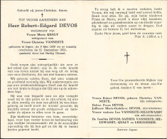 Doodsprentje / Image Mortuaire Robert Devos - Qualy Vanneste - Ieper 1899-1953 - Todesanzeige