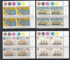 South Georgia 1994 Larsen's 1st Voyage 4v 17p Value In Bl Of 4 Wmk W8SR Sideways To The Right ** Mnh (59927) - Südgeorgien