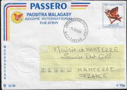 Madagascar 2009. Entier Postal Pour La France, Inscription B03RI. Oiseau, Terpsiphone, Tchitrea Mutata Mutata - Papegaaien, Parkieten