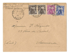 Chiffre Taxe 10 C 30 C 1 Fr Remplacement Figures Affranchissement  Receveur Postes Steenvoorde Liberation 1944 WWII Rare - WW II