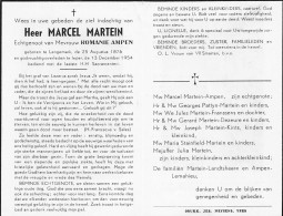 Doodsprentje / Image Mortuaire Marcel Martein - Ampen - Langemark Ieper 1876-1954 - Todesanzeige