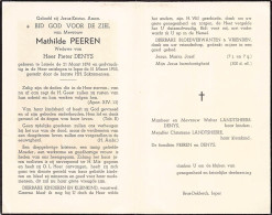 Doodsprentje / Image Mortuaire Mathilde Peeren - Denys - Leisele Ieper 1876-1955 - Todesanzeige