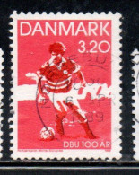 DANEMARK DANMARK DENMARK DANIMARCA 1989 DANISH SOCCER ASSOCIATION 3.20k USED USATO OBLITERE' - Oblitérés