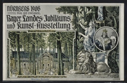 Lithographie Nürnberg, Bayerische Landes-Jubiläums- Und Kunst-Ausstellung 1896, Münchner Bierhalle  - Ausstellungen