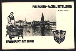 AK Frankfurt A. M., Fleischer-Fachausstellung 1949, Stadt-Panorama  - Ausstellungen