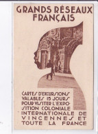 PUBLICITE : Cartes D'excursions Pour L'exposition Coloniale De  Vincennes - état - Werbepostkarten