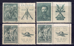 CSSR 1938 - Lot Aus Nr. 392 - 395 Mit Zierfeld, Gefalzt * / MLH - Unused Stamps