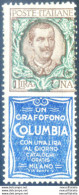 Regno. Pubblicitari. "Columbia 1 Lira 1924. Traccia Di Linguella. - Andere & Zonder Classificatie