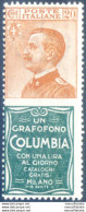 Regno. Pubblicitari. "Columbia" 20 C. 1924. - Andere & Zonder Classificatie