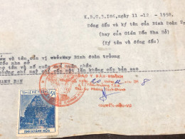 Viet Nam Suoth Old Documents That Have Children Authenticated(5$ Khanh Hoa 1958) PAPER Have Wedge QUALITY:GOOD 1-PCS Ver - Collections
