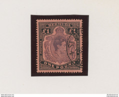 1938-53 Bermuda, Stanley Gibbons N. 121, 1 Sterlina Purple And Black Red, Giorgio VI - Usato - Sonstige & Ohne Zuordnung