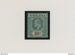 1908-11 St. Helena, Stanley Gibbons N. 70, 10 Scellini Green And Red Green, Giorgio V - MLH* - Other & Unclassified