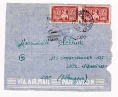 Devant D'enveloppe Indochine Saigon Par Avion 1950 Paire Aspara Pour Laiz Sigmaringen Allemagne Poste Aériene - Covers & Documents