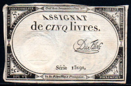 538-Assignat De 5 Livres E L'An 2 Du Flog Série 15191 - Assignats