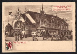 Lithographie Düsseldorf, Industrie-, Gewerbe- U. Kunst-Ausstellung 1902, Festhalle, Wappen  - Exhibitions