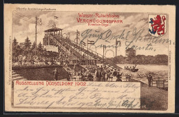 Lithographie Düsseldorf, Industrie-Gewerbe-Ausstellung 1902, Wasser-Rutschbahn Im Vergnügungspark  - Ausstellungen