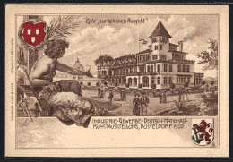 Lithographie Düsseldorf, Industrie-Gewerbe & Kunst-Ausstellung 1902, Cafe Zur Schönen Aussicht  - Expositions