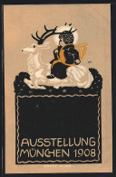 Künstler-AK München, Ausstellung 1908, Münchner Kindl Sitzt Auf Einem Hirsch  - Ausstellungen