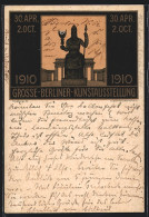 Künstler-AK Berlin, Grosse Kunstausstellung 1910, Statue Athena Vor Dem Brandenburger Tor  - Expositions