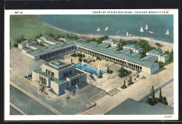 AK Chicago, IL, World`s Fair 1933, Court Of States Building  - Exposiciones