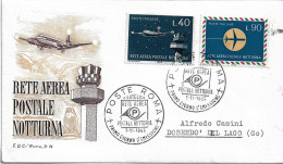 Fdc Roma: RETE AEREA POSTALE NOTTURNA (1965); Viaggiata; Annullo Speciale Roma - FDC