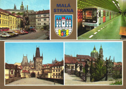 PRAGUE, MALA STRANA, ARCHITECTURE, CARS, EMBLEM, GATE, MULTIPLE VIEWS, STATUE, TOWER, METRO,BUS,CZECH REPUBLIC, POSTCARD - Czech Republic