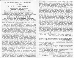 Doodsprentje / Image Mortuaire Aimé Gruwez - Salomé - Ieper 1878-1960 - Todesanzeige