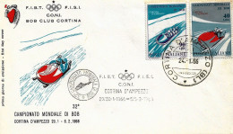 Fdc Filagrano: MONDIALI DI BOB (1966); No Viaggiata; Annullo Cortina E Timbro Manifestazione - FDC