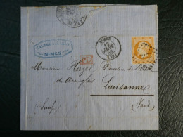 FRANCE   LETTRE  1859 NIMES A LAUSANNE SUISSE  +  NAP. 40C   +AFF. INTERESSANT+DP10 - 1849-1876: Classic Period