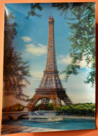 CARTE RELIEF 3D - PARIS - TOUR EIFFEL - BATEAU MOUCHE SUR LA SEINE - SCANS RECTO VERSO - 7 - Eiffeltoren