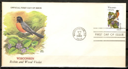 USA 1982 Estados Unidos / Official First Day Of Issue Birds Flowers Wisconsin FDC Aves Flores Blumen Vögel / Lc19  75-20 - Other & Unclassified