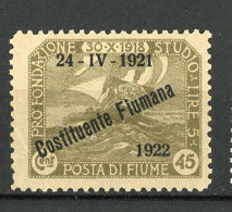 FIUME Yv. N° 163  SA N°  183  *  45c   Cote 7,5 Euro  BE  2 Scans - Fiume