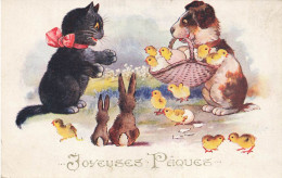 CHAT #FG57400 JOYEUSES PAQUES ILLUSTRATEUR BARNES CHAT CHIEN ET POUSSINS - Chats