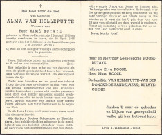 Doodsprentje / Image Mortuaire Alma Van Helleputte - Butaye - Maerke-Kerkem Ieper 1876-1955 - Todesanzeige