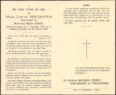 Doodsprentje / Image Mortuaire Louis Michiels - Demey Ieper 1872-1956 - Todesanzeige