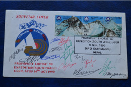 1990 Signed 14 Mountaineers Profsport Lhotse South Wall Russian USSR Expedition Mountaineering Escalade Himalaya - Sportifs