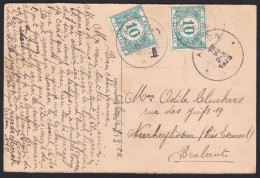 Belgium: Picture Postcard, 1925, No Stamp, 2 Postage Due Stamps, Taxed, To Pay, Card: Namur (traces Of Use) - Lettres & Documents