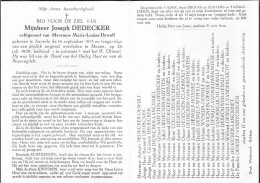 Doodsprentje / Image Mortuaire Joseph Dedecker - Dewulf - Aarsele Menen 1913-1959 - Todesanzeige