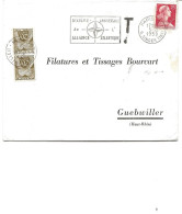 2 LETTRES 1956/59 AVEC TIMBRE MARIANNE DE MULLER ET TIMBRES TAXE - Covers & Documents