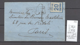 France - Lettre Alsace Occupée - Gare De Mulhouse - Double Affranchissement Pour Paris - 1871 - Cartas & Documentos