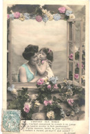 CPA Carte Postale  France L'enfant Aux Roses Une Fillette Et Sa Maman 1906  VM81002 - Scenes & Landscapes