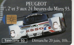 Télécarte  France Telecom -  Peugeot 905 - Le Mans 24 Heures 1993  - Used Telecard - Auto's