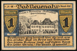 Notgeld Bad Neuenahr 1922, 1 Mark, Haus V. Breuning, Aufenthalt Beethovens  - [11] Local Banknote Issues