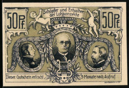 Notgeld Sondershausen 1921, 50 Pfennig, 1. Thür. Musikfest, Die Konzerthalle Im Loh, Carl Schröder  - [11] Local Banknote Issues