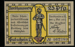 Notgeld Nordhausen A. H. 1921, 25 Pfennig, Alte Stadtbefestigung Am Primarius-Graben  - Lokale Ausgaben