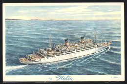 Künstler-AK Passagierschiff MS Italia Aus Der Vogelschau  - Steamers