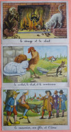 Lot 3 CARTES FABLES LA FONTAINE: LE SINGE & LE CHAT  LE MEUNIER SON FILS... LE COCHET LE CHAT... CALVET ROGNIAT -2 SCANS - Contes, Fables & Légendes