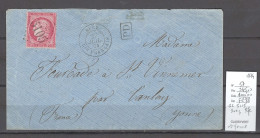 France -Lettre Bureau De SUEZ Pour Tanlay - Yonne - GC5105 - BFE -1874 - 1849-1876: Klassik